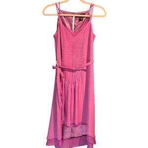 Fairy White House Black Market 00 Orchid Slip Dress HighLow Pintuck Flowy Belted